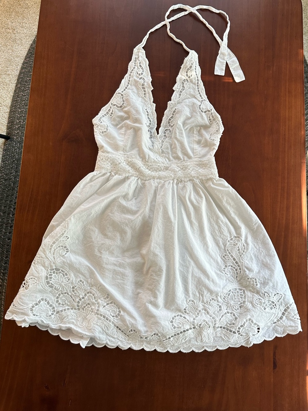 Zara White Lace Halter Mini Dress Size XS